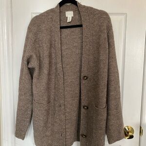 H&M Taupe Knit Oversized Cardigan